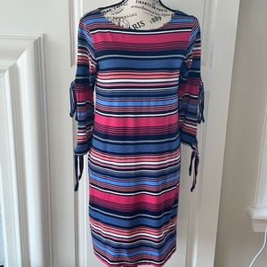 CUPIO Striped Cold Shoulder Dress